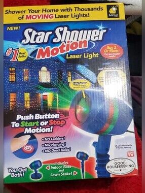Star Show Motion Laser Light - Red & Green Colors. For Indoors Or Outdoors.